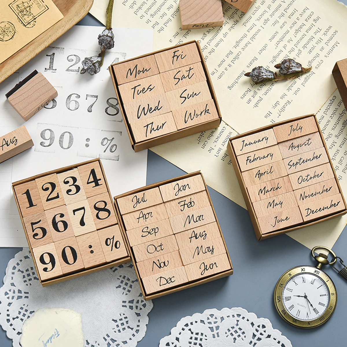 Rubber Date Stamp - Sello de Fecha de Madera y